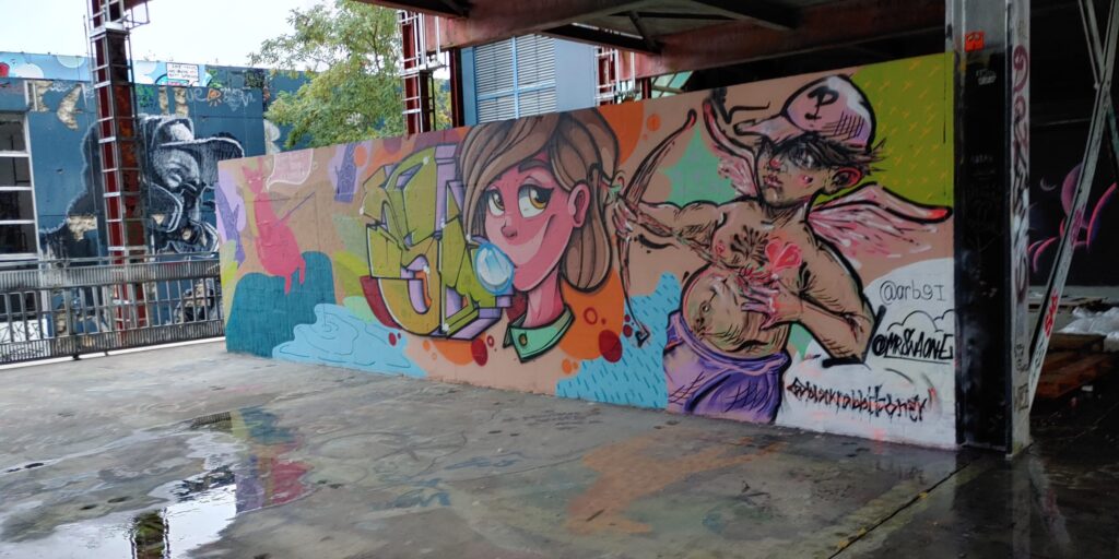 Armor und Bubblegum-Girl als Graffiti