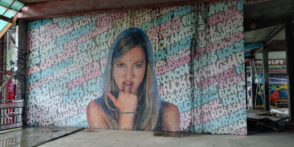 Graffiti mit Frau in NSA Abhörstation