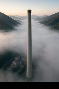 Der höchste Schornstein Europas im verlassenen Kraftwerk Trbovlje in Slowenien