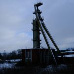 Förderturm und Förderschachthaus der verlassenen Zeche Niederberg in Kempen / Tönisberg